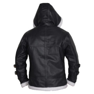 Men Bomber Sheepskin Shearling Hoodie Jacket