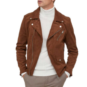 Brown Suede Biker Jacket