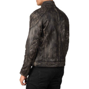 Mens Distressed Black Leather Jacket