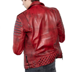 Men's Red Biker Leather Jacket