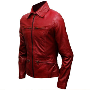 RED WOMEN GENUINE LEATHER JACKET