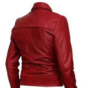 RED WOMEN GENUINE LEATHER JACKET