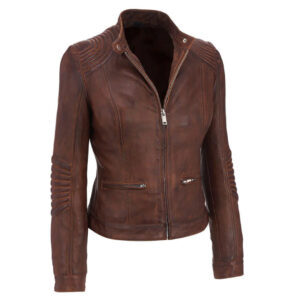 Women's Biker Leather Jacket - Genuine